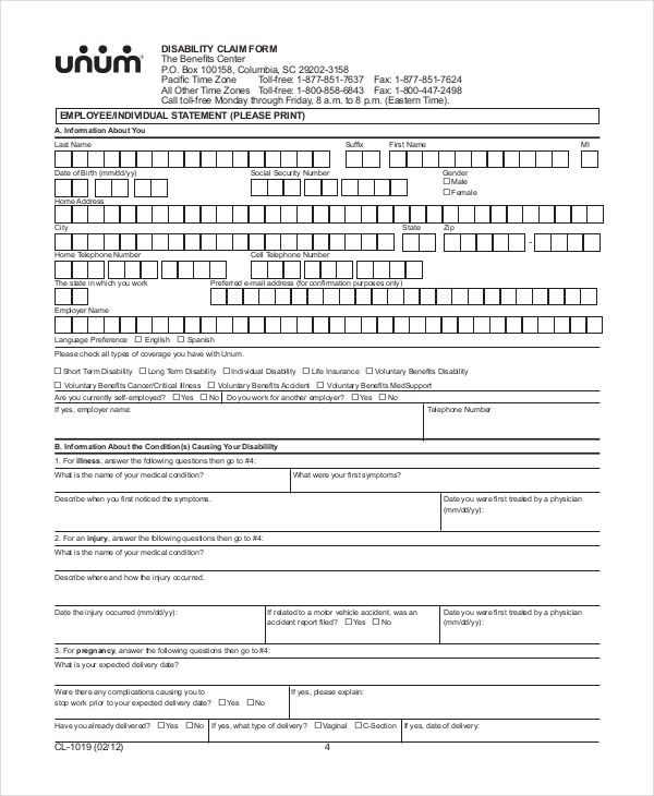 unum customer service request form