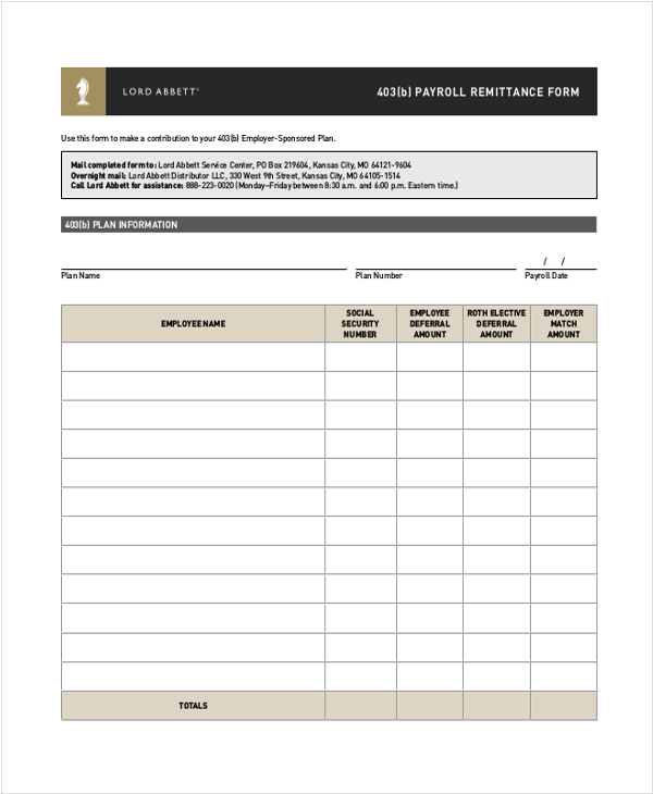 FREE 9+ Sample Payroll Remittance Forms in PDF | Excel