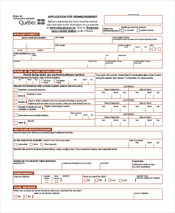 application form for medical reimbursement