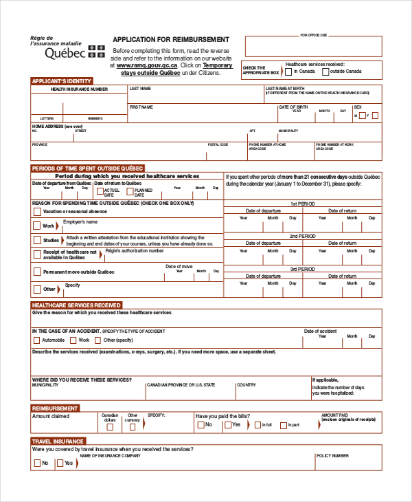 FREE 12+ Sample Medical Reimbursement Forms in PDF Excel Word