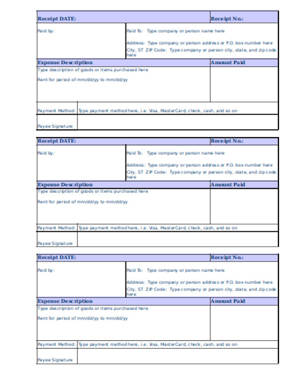 FREE 11+ Sample Blank Receipt Forms in PDF | MS Word | Excel