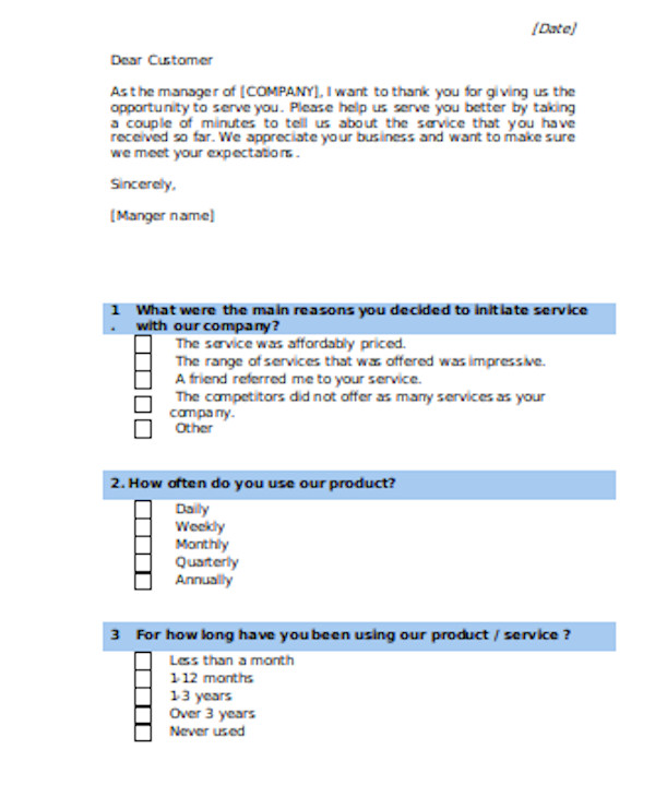 basic customer satisfaction survey form