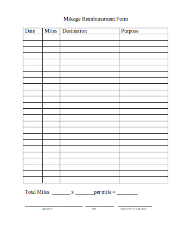 basic mileage reimbursement form