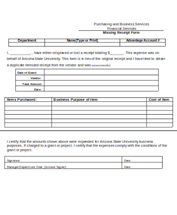 basic printable receipt form