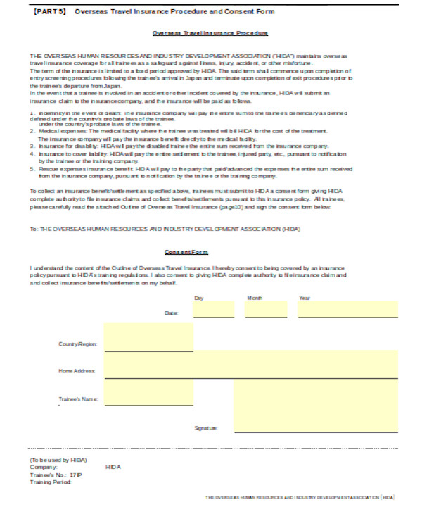 FREE 14+ Travel Consent Form Samples, PDF, MS Word, Google Docs, Excel