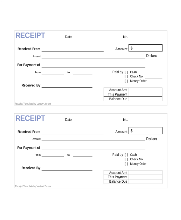 cash receipt template database letter templates