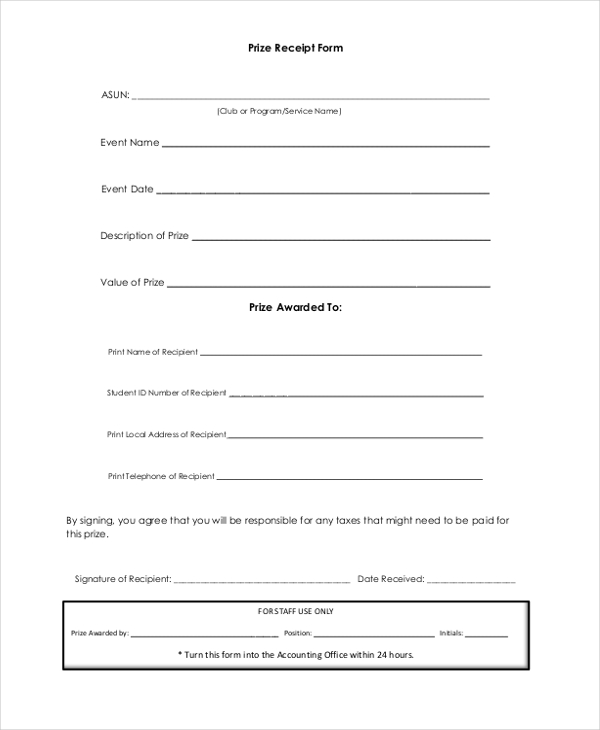 FREE 11+ Sample Blank Receipt Forms in PDF MS Word Excel