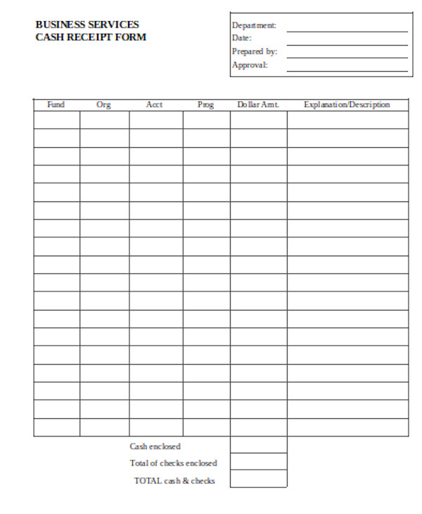 FREE 9+ Sample Cash Receipt Forms in PDF | MS Word | Excel