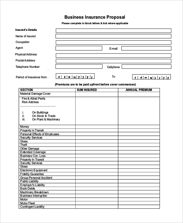 business insurance proposal form