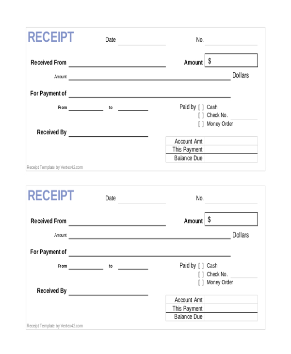 cash receipt form