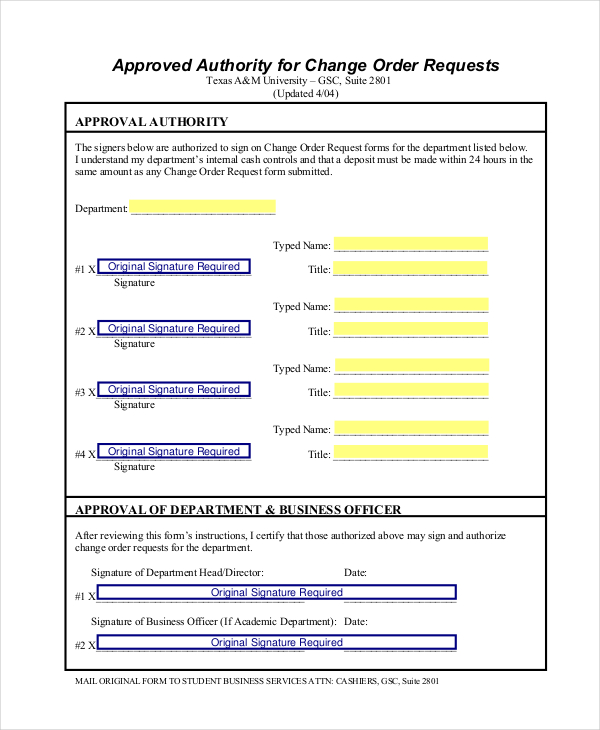 FREE 9+ Sample Change Order Request Forms in PDF MS Word Excel