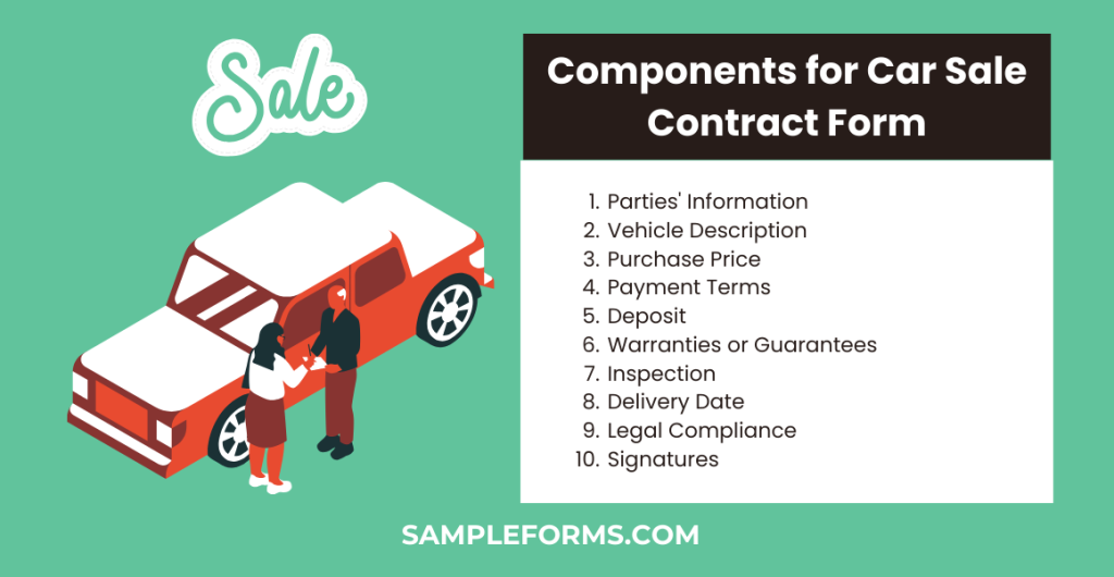 components for car sale contract form 1024x530