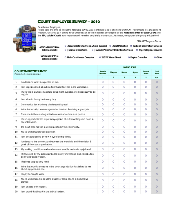 court employee satisfaction survey form