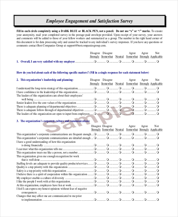 FREE 12+ Employee Satisfaction Survey Form Samples, PDF, MS Word ...