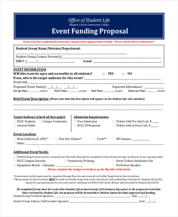 FREE 14 Funding Proposal Form Samples PDF MS Word Google Docs Excel