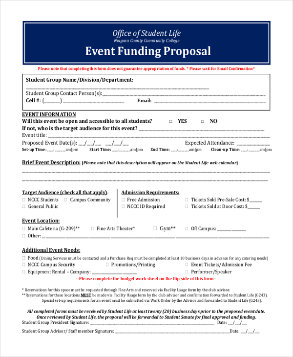 Free 11 Sample Funding Proposal Forms In Pdf Ms Word Excel 1010