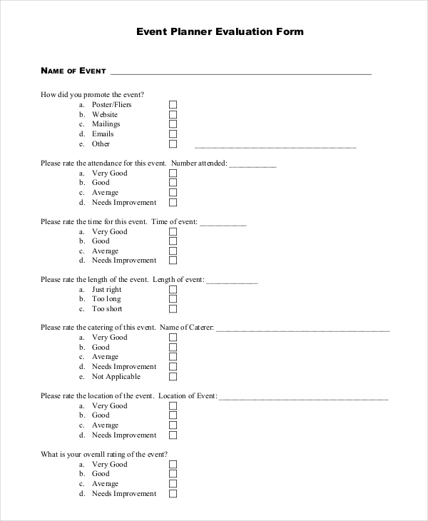 FREE 13 Sample Event Evaluation Forms In PDF