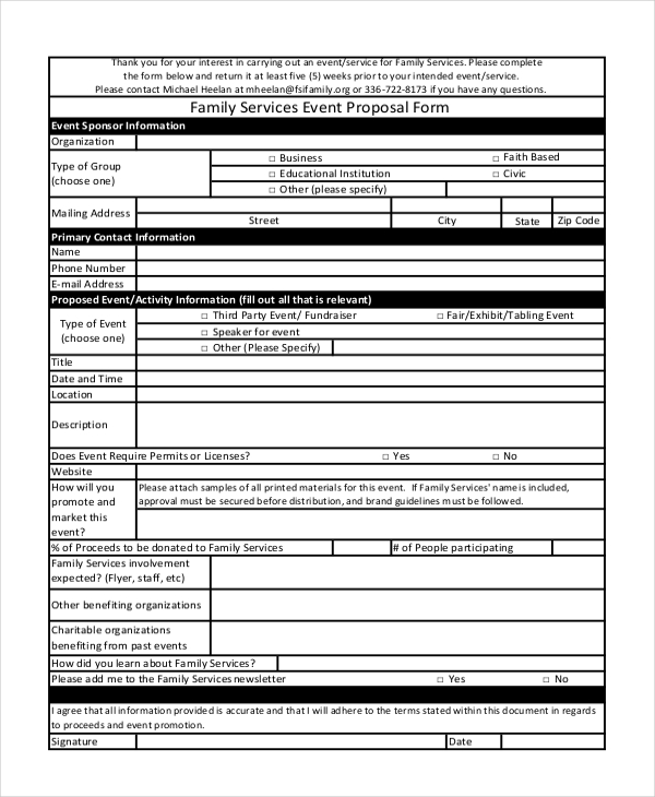 family services event proposal form