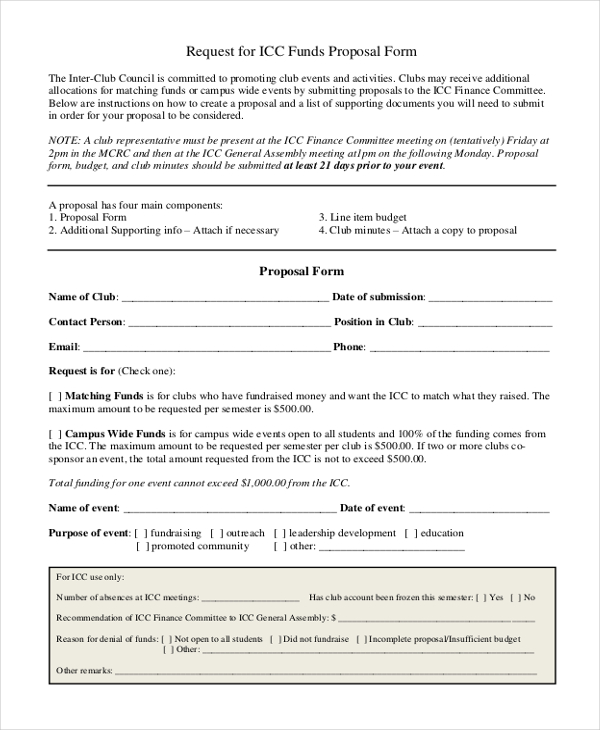 FREE 11+ Sample Funding Proposal Forms in PDF MS Word Excel