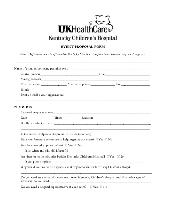 health care event proposal form