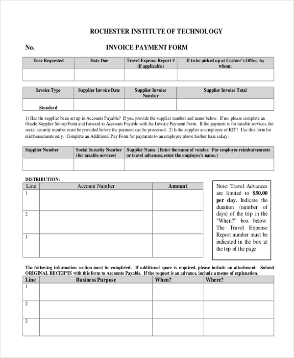 invoice form payment Forms of FREE  7  Receipt PDF Sample Payment