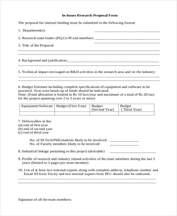 in house research proposal form