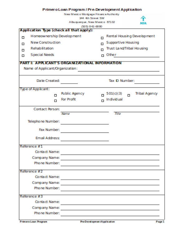 loan program application form