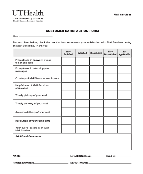 FREE 6 Sample Customer Satisfaction Forms