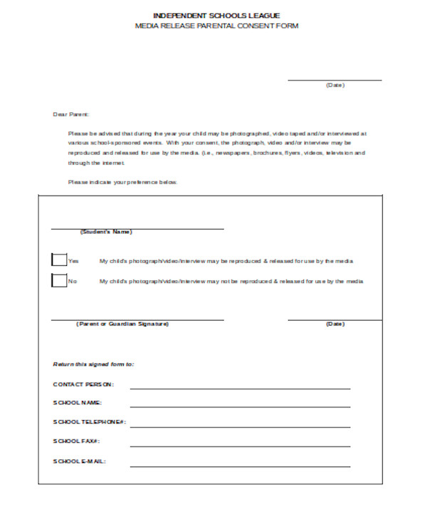 media release consent form