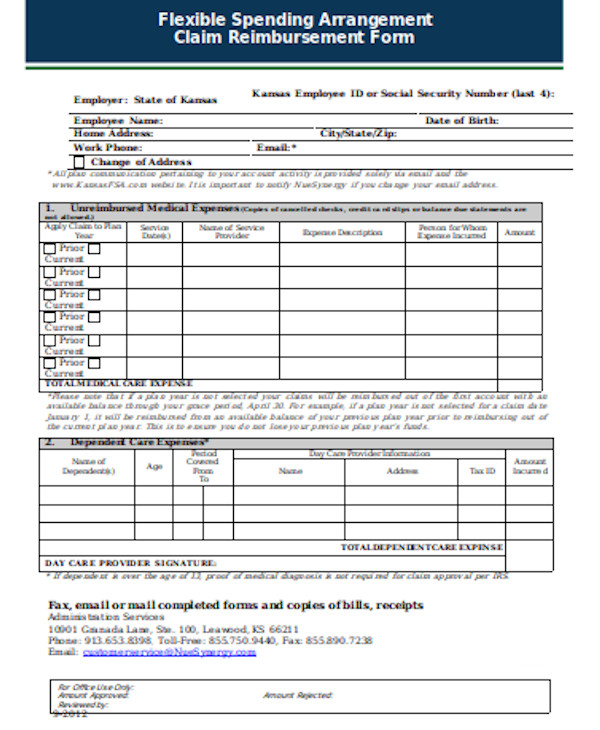medical claim reimbursement form