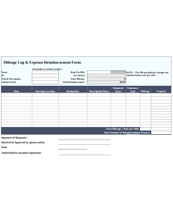 FREE 9+ Sample Mileage Reimbursement Forms in PDF Word Excel