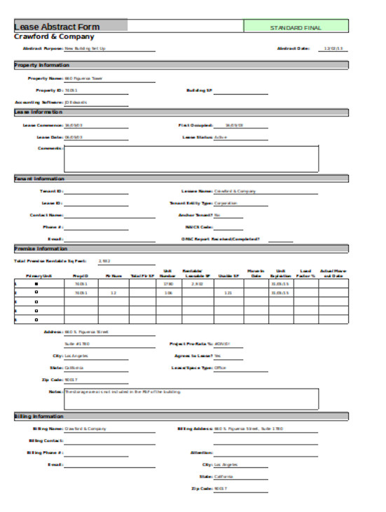 month to month lease abstract form