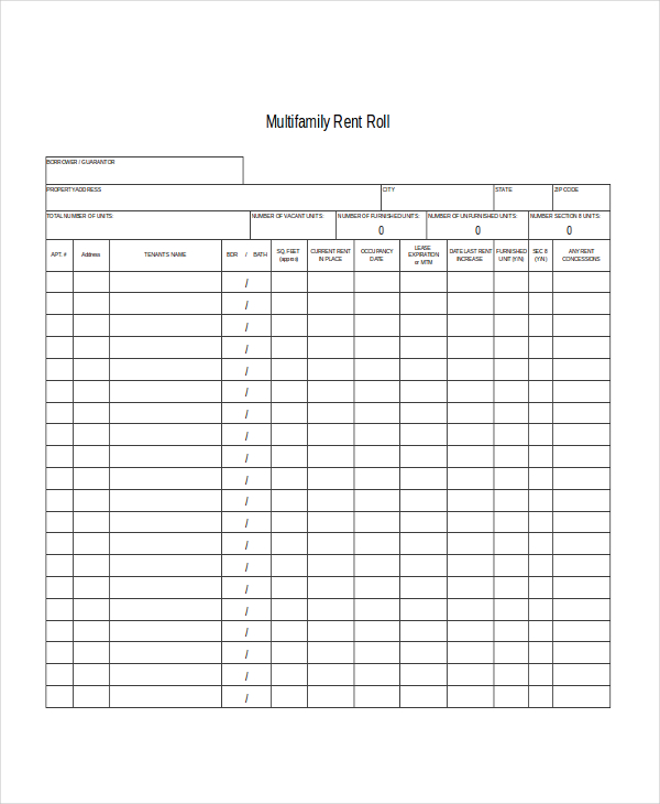 multifamily rent roll form