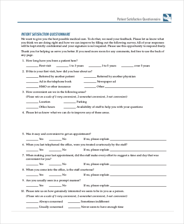 FREE 12+ Sample Satisfaction Questionnaire Forms in PDF  MS Word  Excel