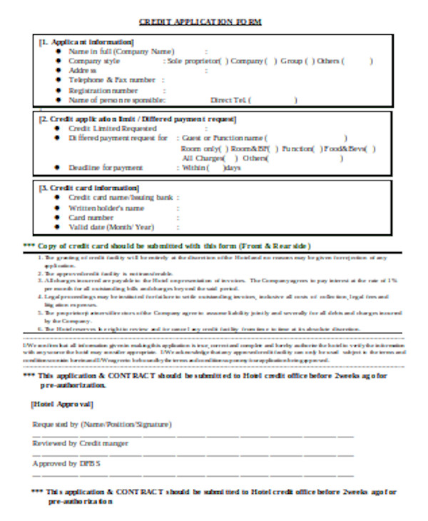 printable credit application form