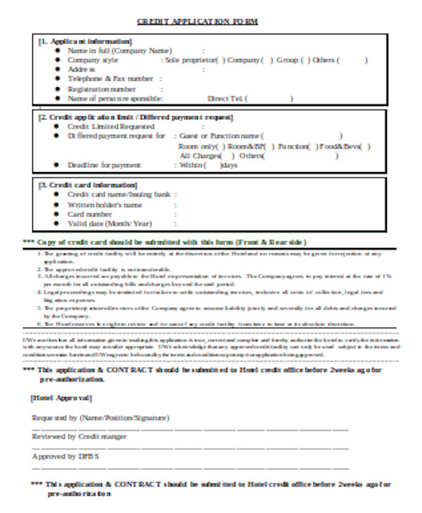 FREE 12+ Sample Credit Application Forms in PDF | Excel | Word