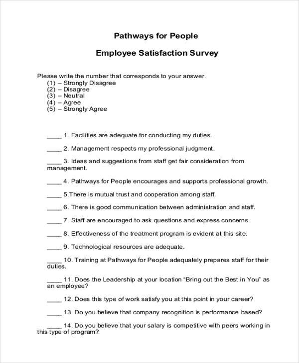 professional healthcare emplyee satisfaction survey