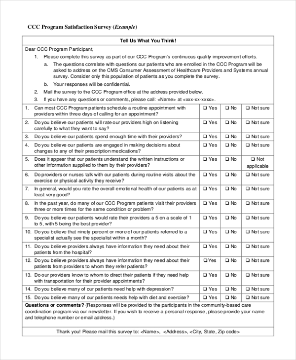 program satisfaction survey form