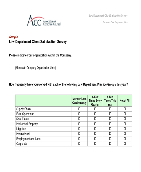 FREE 8+ Sample Client Satisfaction Questionnaire Forms in PDF | MS Word