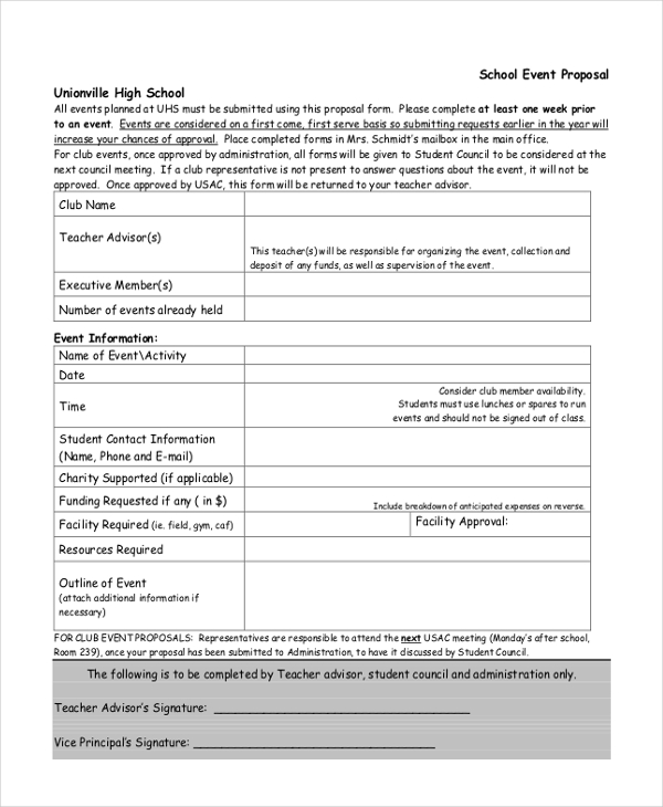 school event proposal form