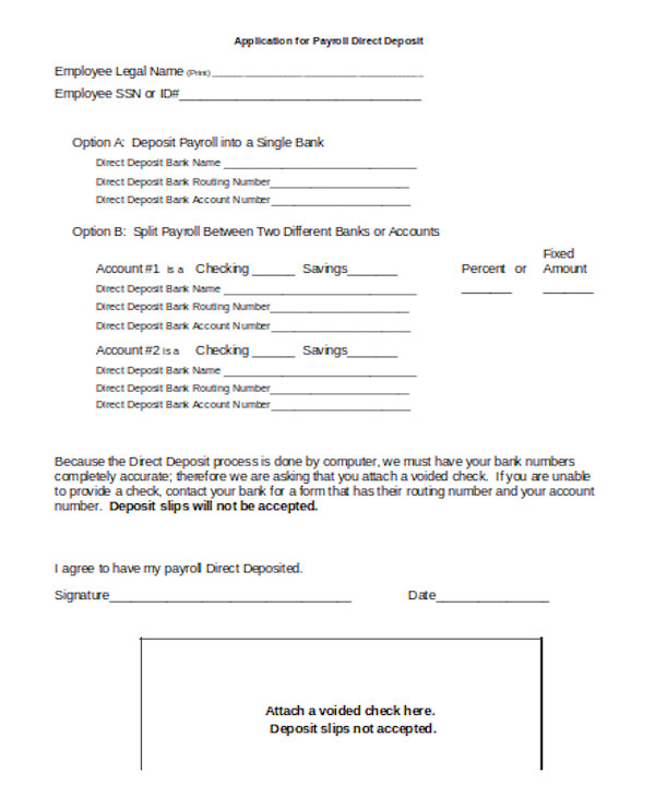 FREE 10 Sample Payroll Direct Deposit Forms In PDF MS Word Excel