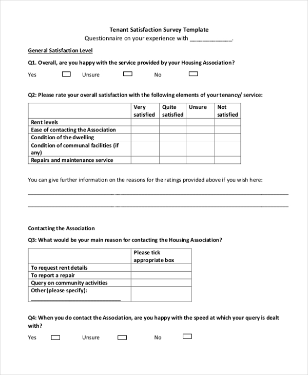 tenant satisfaction survey template