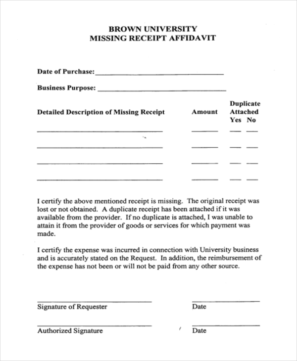 Free 10 Sample Missing Receipt Forms In Pdf Ms Word Ms Excel 6594