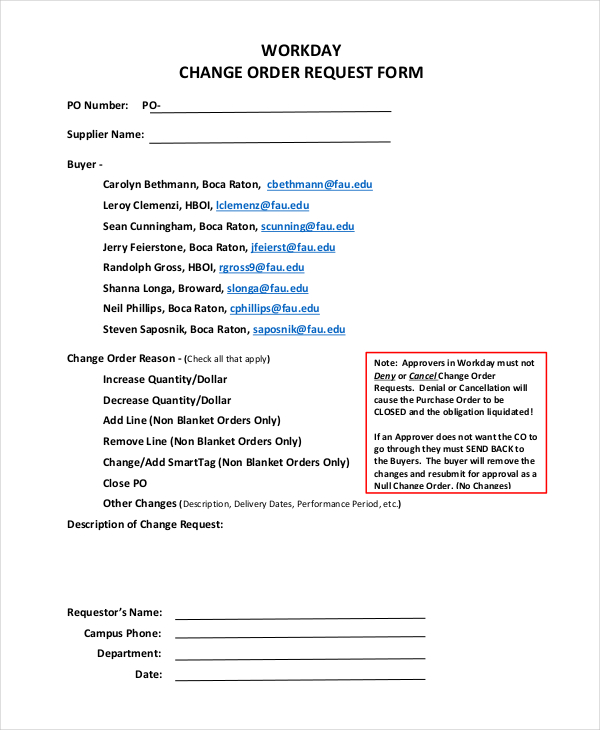 workday change order request form