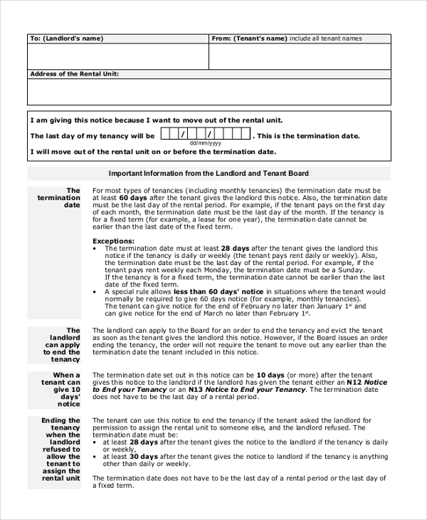apartment lease termination form
