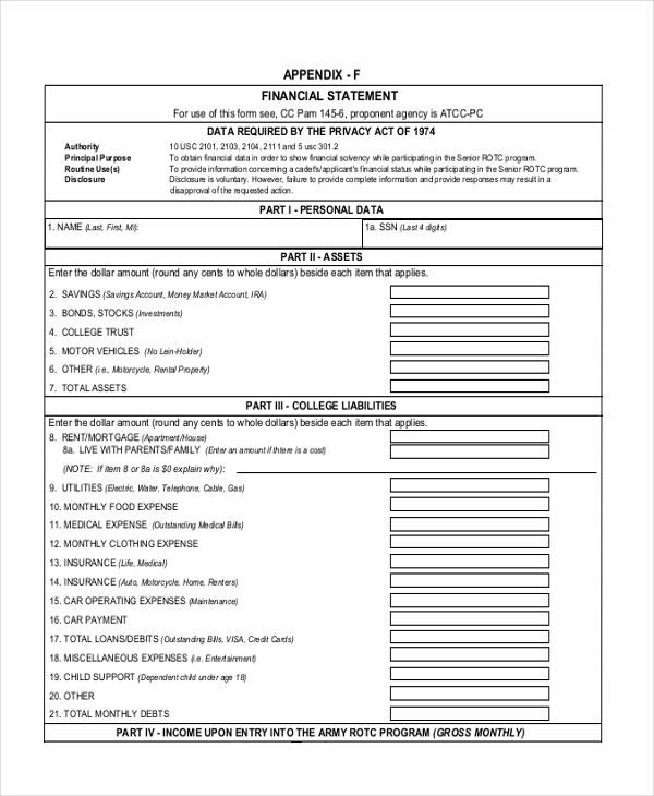 FREE 11+ Sample Financial Statement Forms in PDF MS Word Excel
