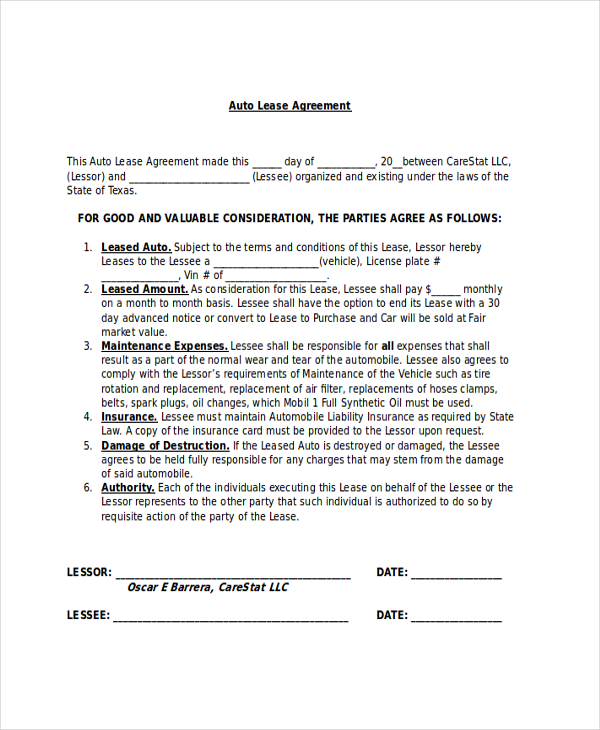 free 9 sample lease agreement forms in pdf ms word