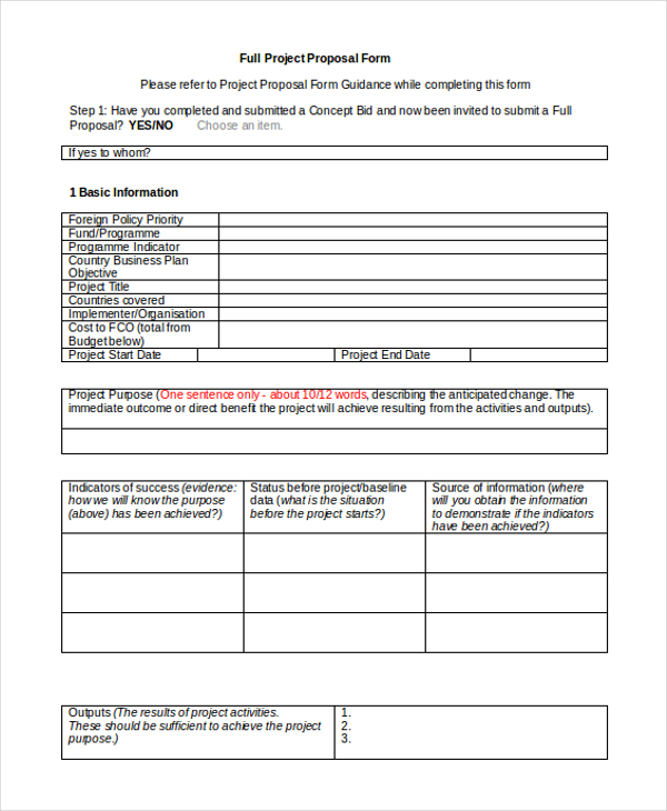 basic project proposal form