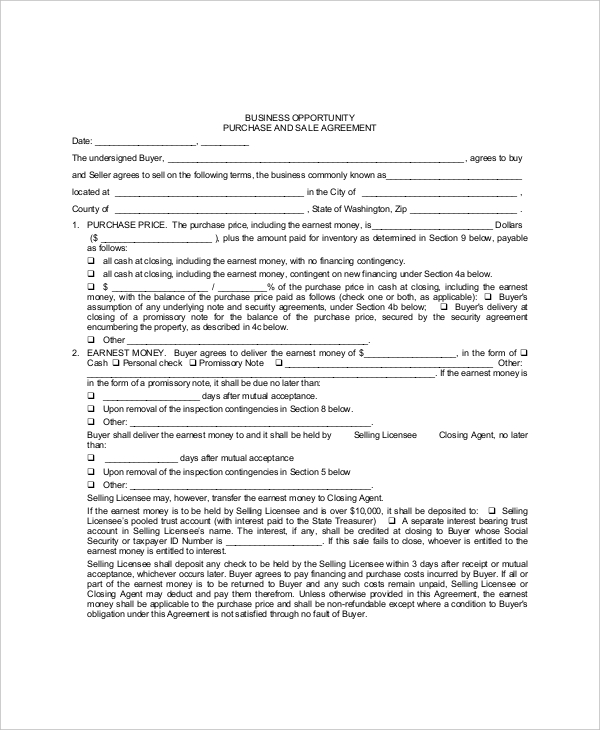 Free 10 Sample Purchase Agreement Forms In Ms Word Pdf Pages