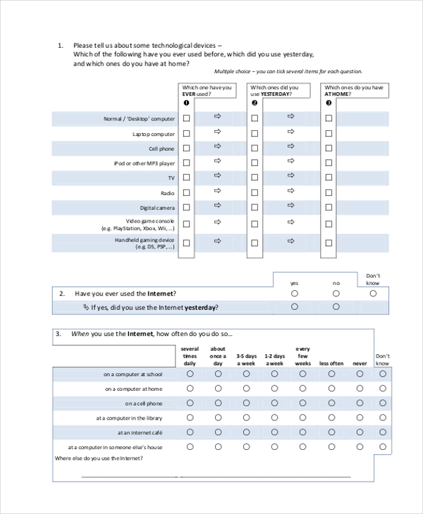 cell phone questionnaire survey